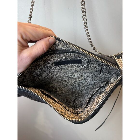 Rebecca Minkoff Women's Black Leather Shoulder Bag Chain Link Strap - Picture 7 of 10
